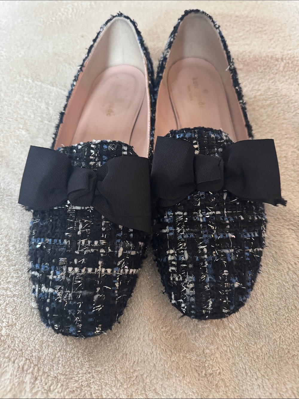 kate spade Black Tweed Bow Flats. Size 8.5